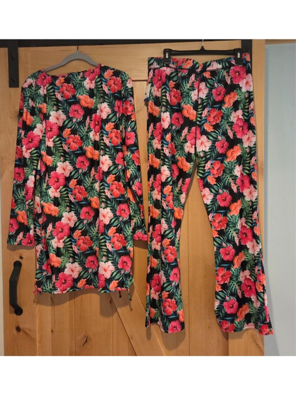 New! Dreamwave Size XL Floral 2 Piece Modest Swim Shirt & Pants UPF 50+ Wide-Leg - Picture 2 of 16